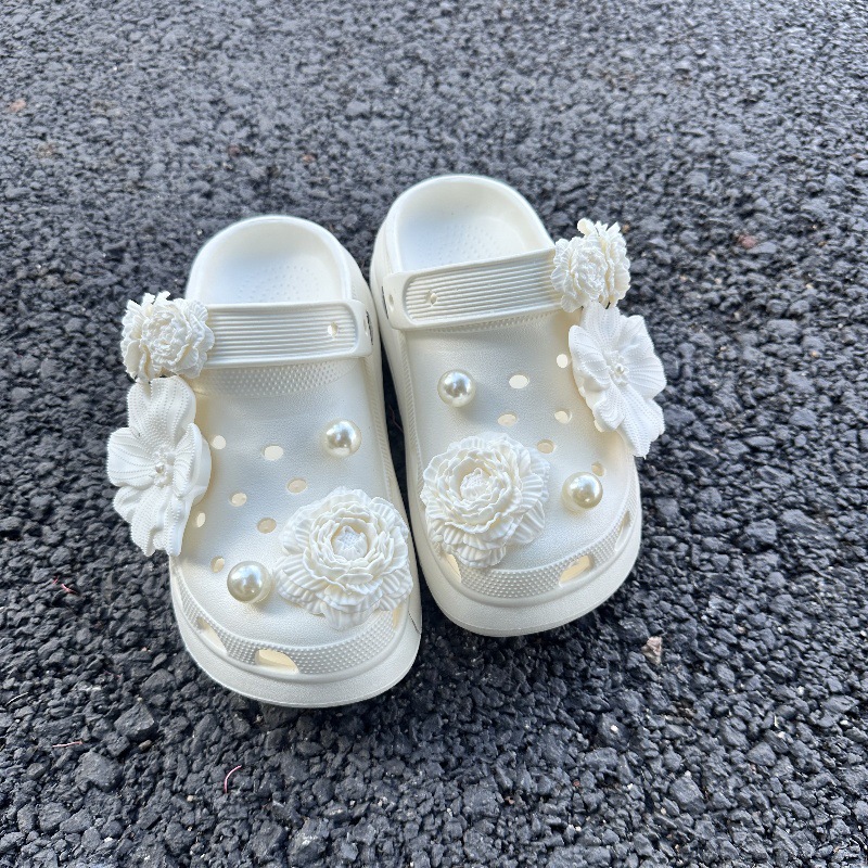 화이트 부케 + 진주 [12종세트] 크록스 무손상 설치