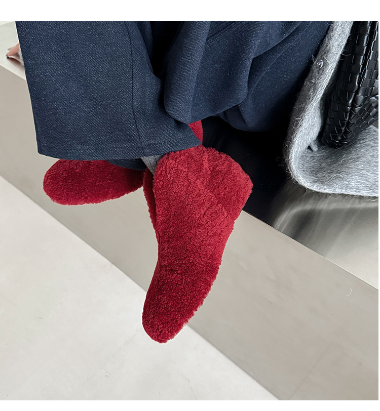 Boot cổ cao lông cừu mùa đông kiểu V, lót lông dày giữ ấm, tăng chiều cao, da dê nguyên tấm — nâu, màu đen, Trắng, màu đỏ chi tiết 15