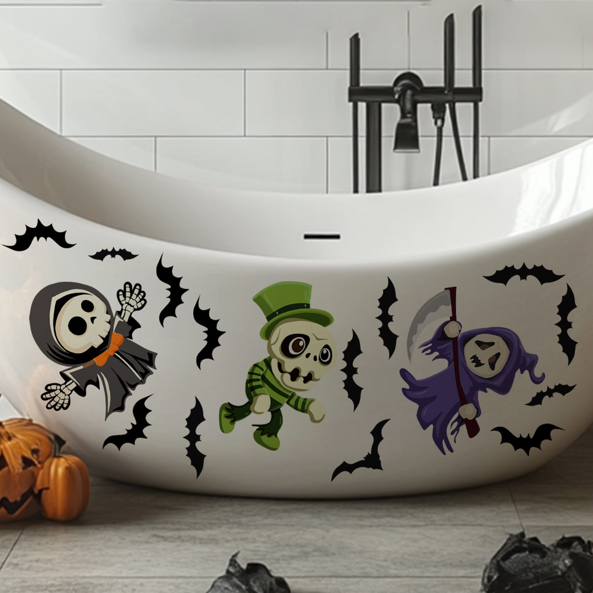 Halloween Wandaufkleber Mit Zombies Hexen Und Fledermäusen_voghion.com