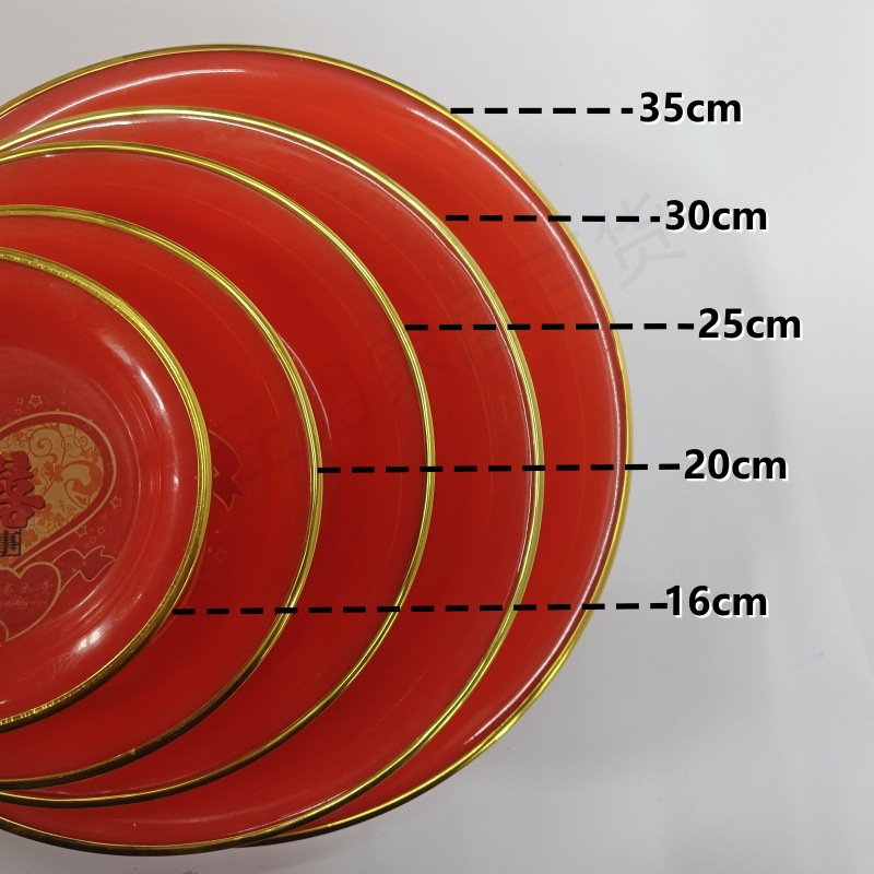 Factory Wedding High Foot Wedding Plate Wedding Fruit Plate Red Festive Plastic Fruit Plate Wedding Banquet Phnom Penh Plate