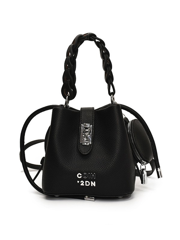 Bolso de mujer 2025 nuevo bolso de mensajero de hombro con patrón de lichi de alta calidad bolso de cubo portátil de moda casual de todo fósforo