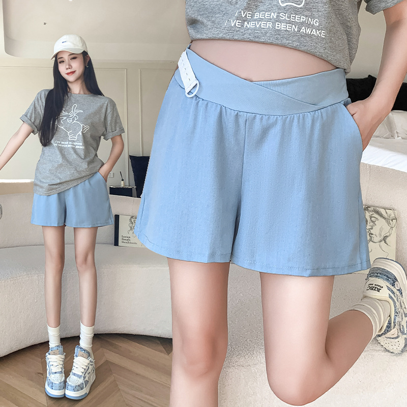 Pregnant Women's Shorts Summer Outer Wear Low Waist Wide Leg Pants Women's Summer Thin Pregnant Women's Pants Summer Wear