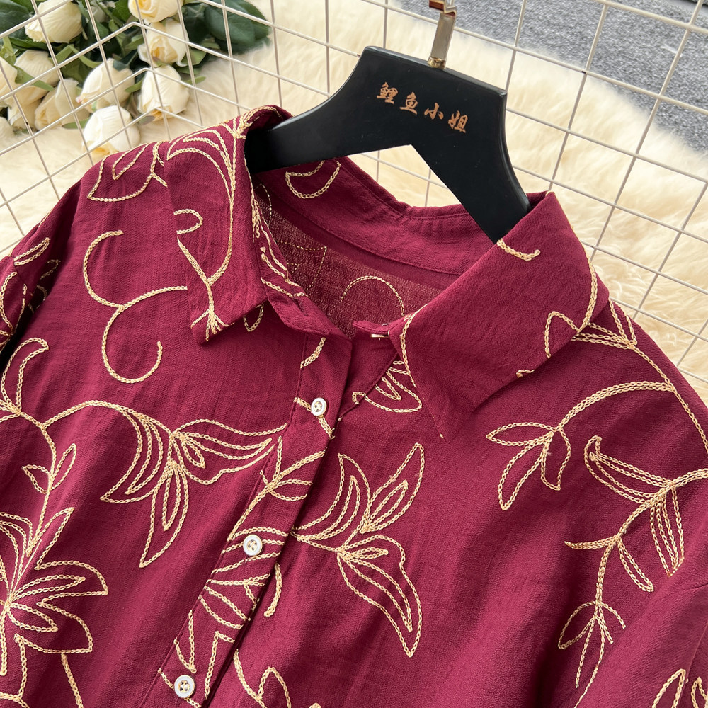 Women's Leaf Embroidery Two Piece Set Cardigan And Wide Leg Pants Slimming Versatile Autumn 2026 Commuting Clothing_ecoleips.com