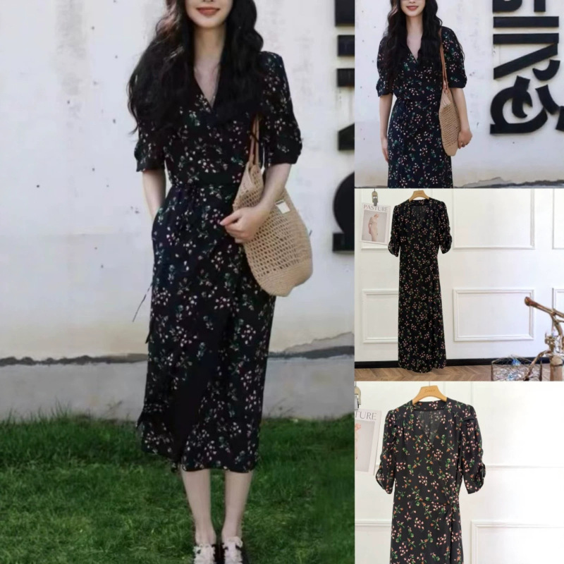 2026 Summer New Polka Dot Silk Dress, Truffle Strawberry Thin Crispy Waist-Cinching Mulberry Silk Floral Dress for Women