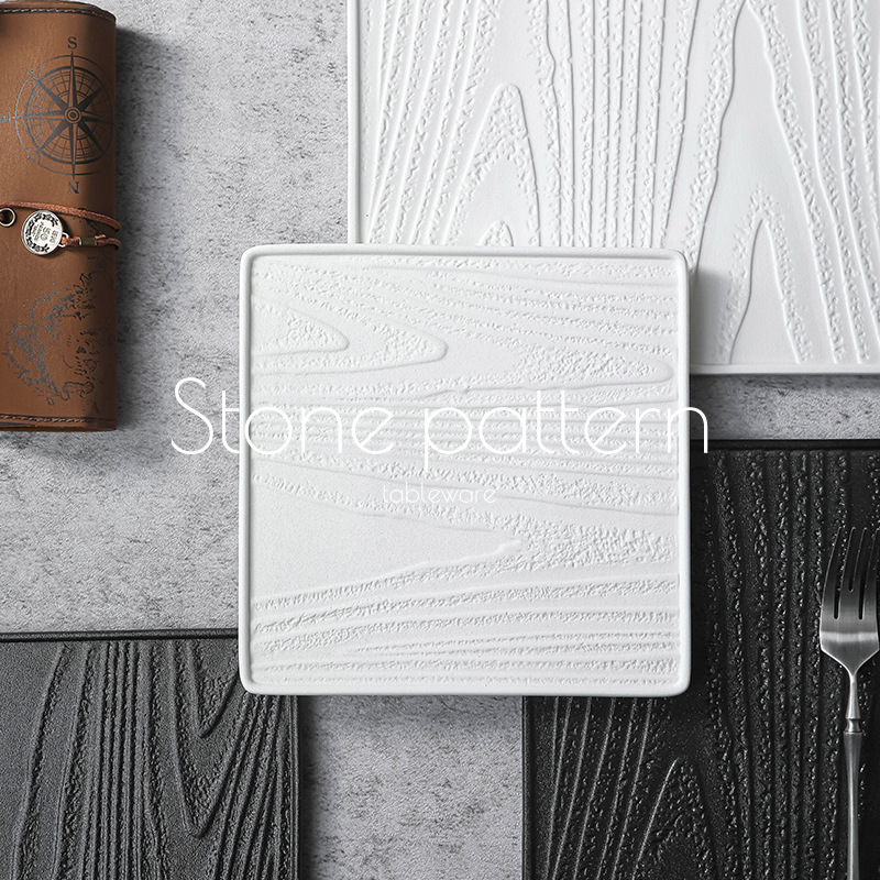 Juego de platos creativos de alta gama en blanco y negro japonés, platos transfronterizos, tazones de cerámica, platos occidentales, platos de fiador, vajillas de cerámica image 4
