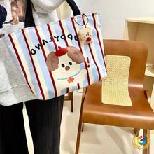 25年新款小狗可爱手提妈咪便当手提包帆布包大学生款A16国潮新风