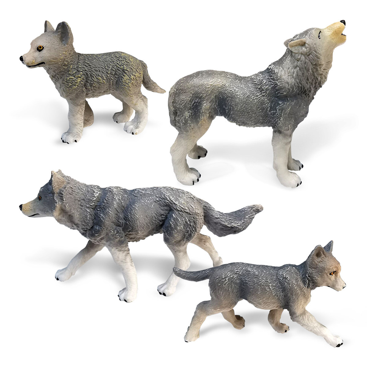 Amazon simulación de América del Norte Lobo Blanco modelo animal estático Lobo rugiente postura caminando lobo gris decoración de escritorio de juguete