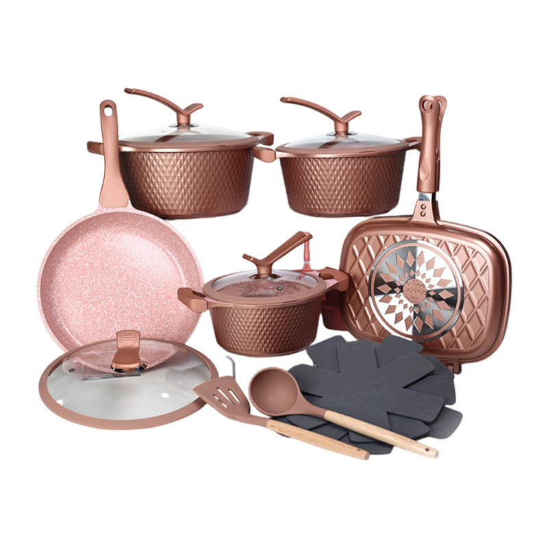 DONNOR 15 juegos de utensilios de cocina doméstica granito no pegajoso cocina de colinas de diamante pequeño image 6