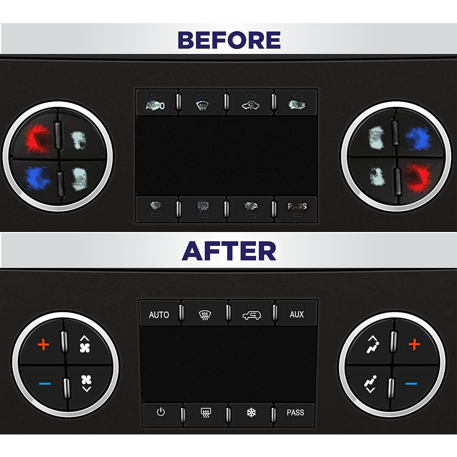 Amazon AC Dashboard Botón de reparación pegatinas Auto General Reparación dañada Desvanecimiento de control de aire acondicionado pegatinas