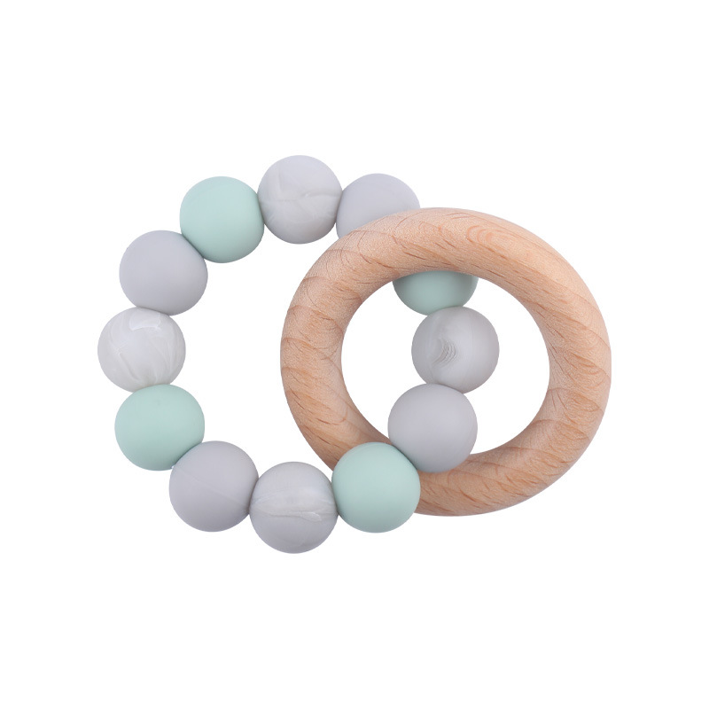 Nuevo bebé chupete cadena creativa DIY cuentas de silicona mordedura dientes pulsera de goma juguete conjunto de dos piezas