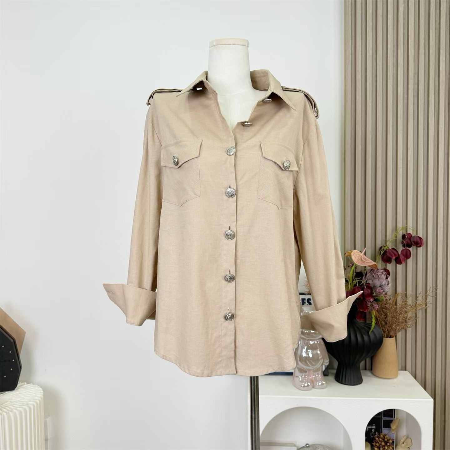 Normany linen shirts in stock, summer style, relaxed fit, loose fit, sun protection, thin long-sleeved tops for women.