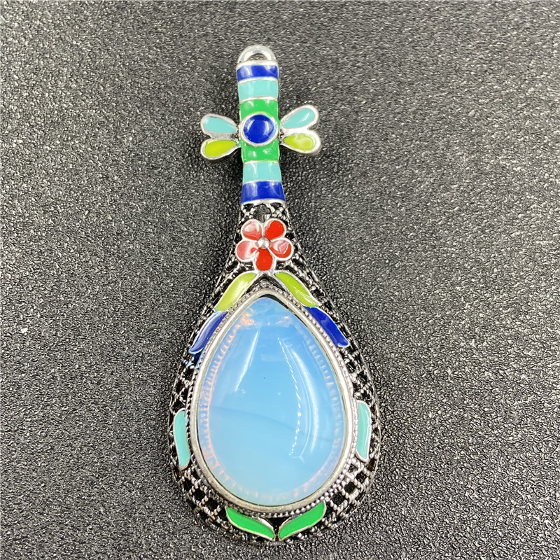 Gem Inlaid Pipa Multicolor Pendant Brooch Necklace Accessories display picture 9