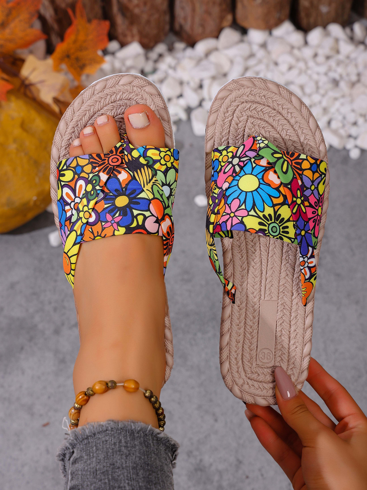 Women's Ethnic Style Flat Slides Sandals Summer Outdoor Beach_voghion.com