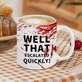 跨境热销英文陶瓷马克杯 ，支持图片文字印刷的马克杯