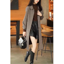 22852大爱美依缘2025秋冬新款时尚中长款呢子大衣翻领长袖显瘦女
