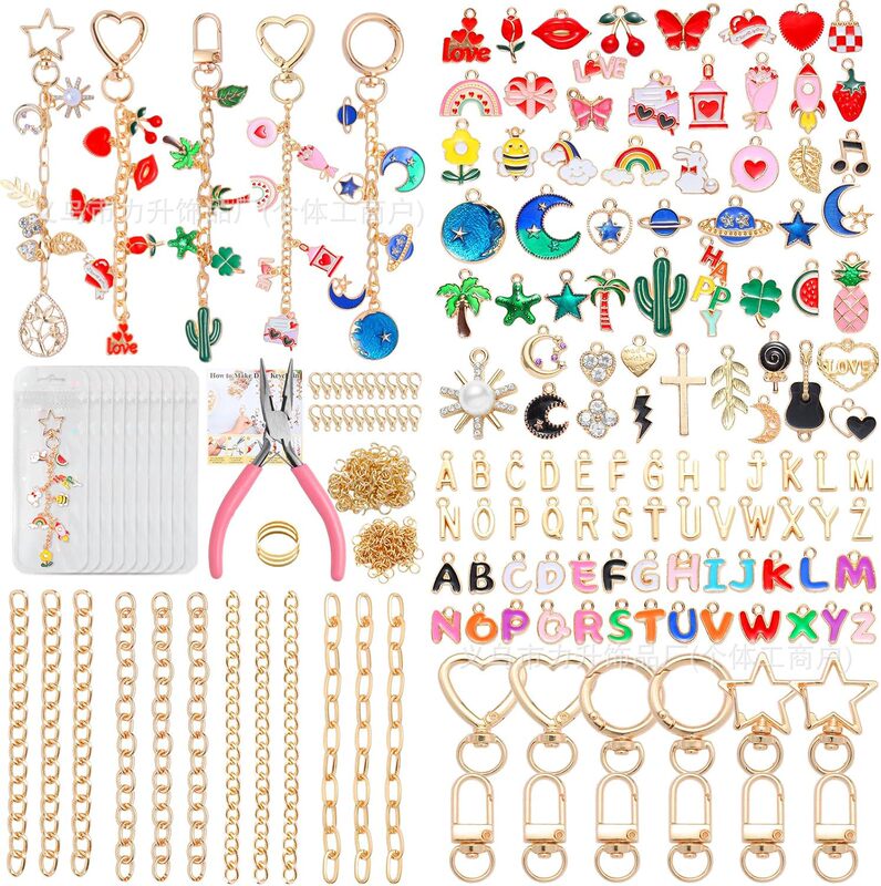 352-Piece Lip Gloss Keychain Making Set, DIY Pendant Keychain Making Set, Includes Accessories and Pendants