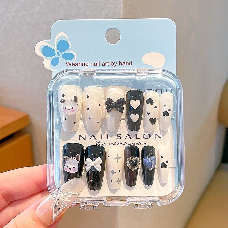 Niños que usan dibujos animados lindos 2025 nuevas niñas largas pegatinas de uñas blanquear niñas pegatinas de uñas para estudiantes de primaria