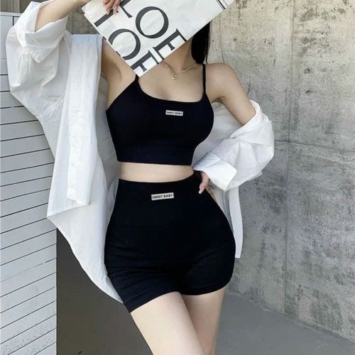 Summer Nylon Casual Tank Top Set with Sponge Straps Women's Tank Top