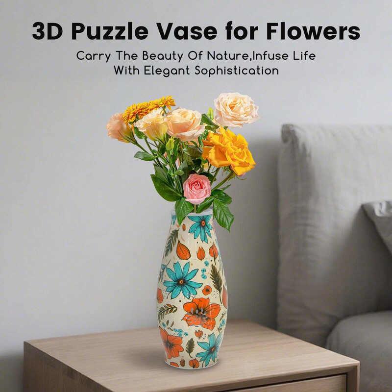 3D拼图花瓶DIY客厅摆件插花家居装饰儿童的生日圣诞礼物玩具跨境|undefined
