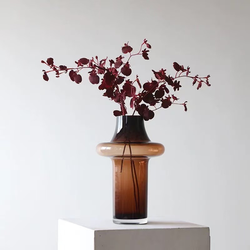 Flores medievales vasos de vidrio artísticos de alto nivel decoración de flor de agua sala de estar flores secas arreglos de flores