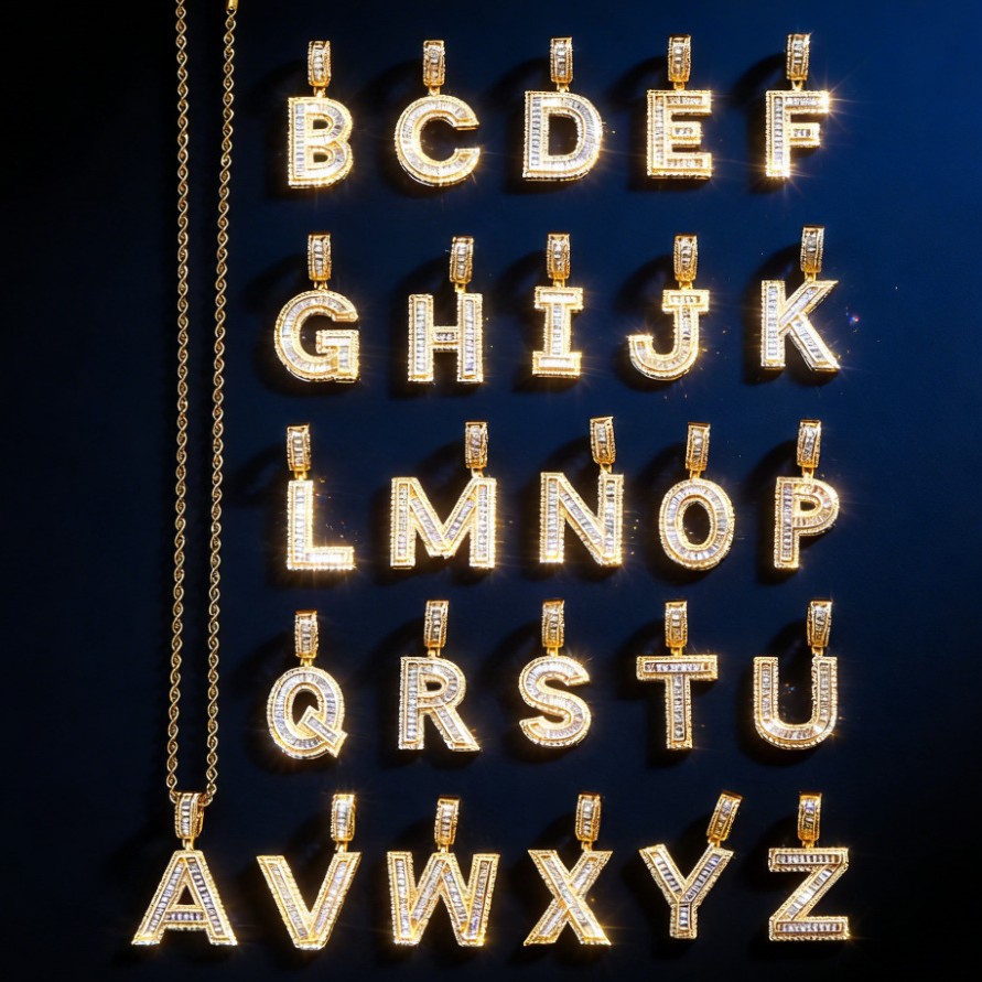 Hip-hop cross-border colgante de letras azúcar de cristal collar de zircon explosión ins joyería personalizada nicho diseño colgante para hombres y mujeres