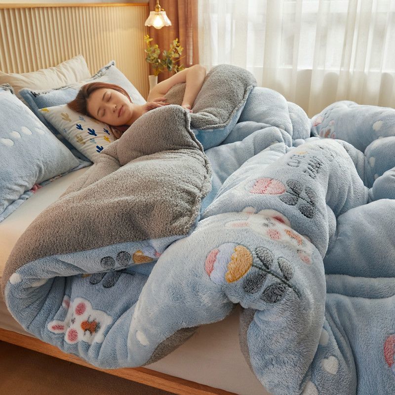 冬季绒被子双面绒棉被保暖宿舍羊羔绒学生宿舍单双人10斤跨境批发