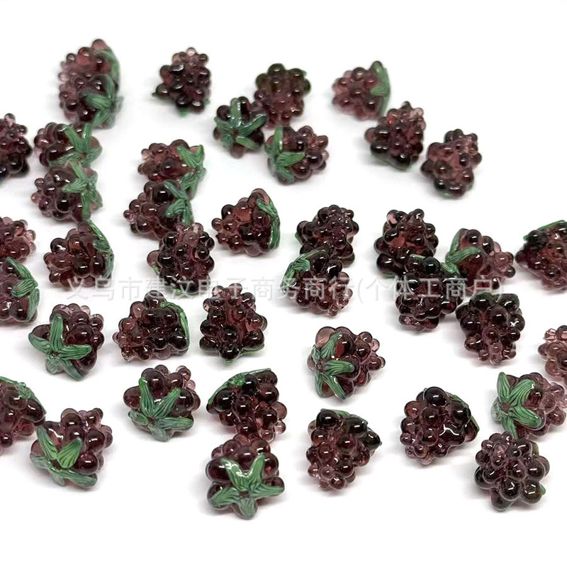 草莓葡萄琉璃珠可爱ins手绘玻璃珠子DIY跨境饰品手工制作用品|undefined