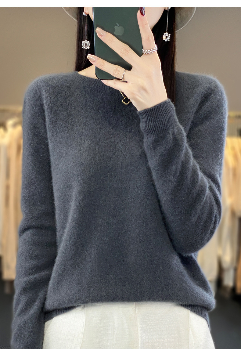 一线成衣羊毛衫女式秋冬圆领套头毛衣针织上衣宽松打底衫外穿保暖详情34