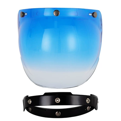 Helmet Bubble Visor Three-Button | Motorcycle Safety Supplies - gradient-blue-and-black-bracket