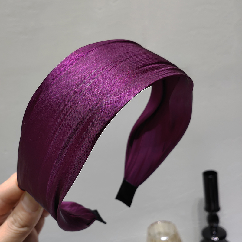 Korean Streamer Bright Silk Satin Solid Color Headband Wholesale display picture 2