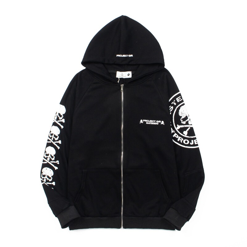 2025 Cross-Border American Trendyy Skull Stitching Zipper Hooded Sweatshirt for Men and Women Casual Trendyy Hoodie Jacket