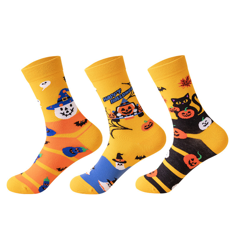 Original design Halloween socks Amazon autumn and winter new cotton socks European and American trend witch pumpkin lovers socks
