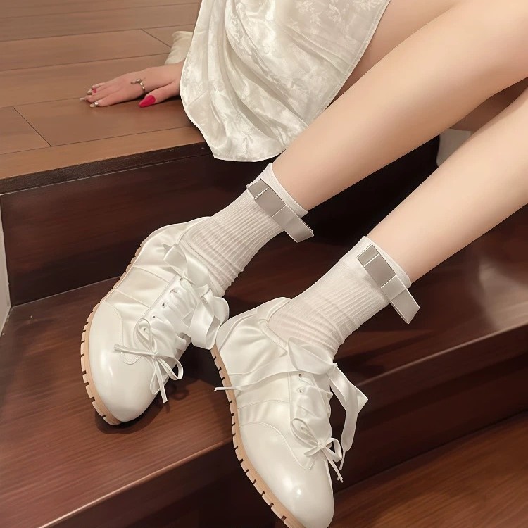 本革バージョン~インナー高さアップ 6cm リボンバレエトレーニングシューズ女性用 Su Yinyin 同シルクサテンフラットカジュアルシューズ|undefined