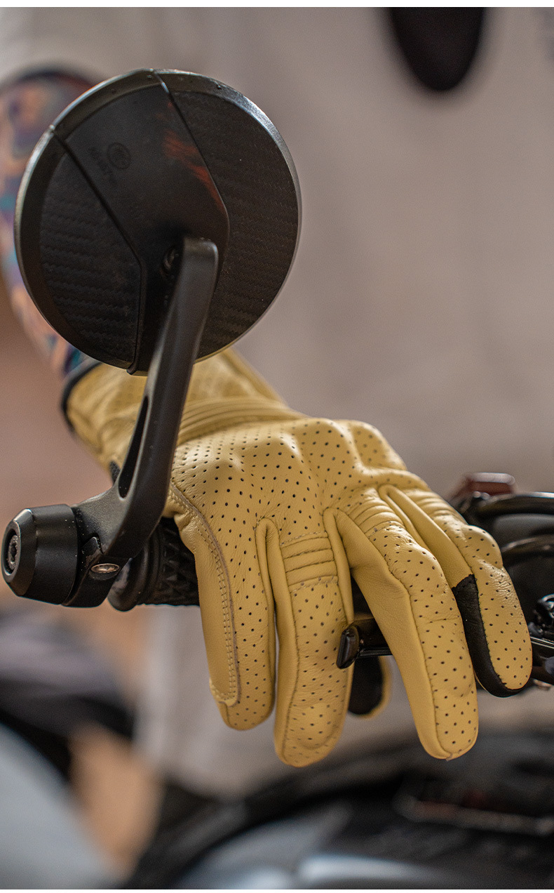 Motorcycle Gloves, Windproof, Warm, Genuine Leather, Anti-Fall, Racing, Motorcycle Rider Equipment, Men's and Women's Retro Autumn and Winter