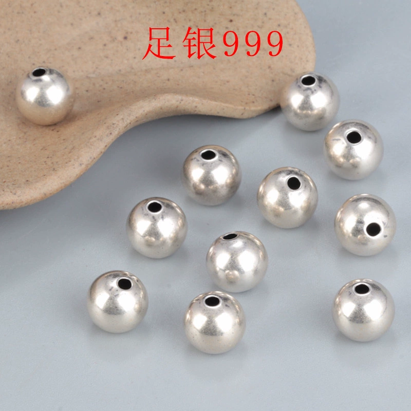 S999 бусины из чистого серебра по граммам, свободные жемчужные бусины, аксессуары из стерлингового серебра, плетеная веревка своими руками, маленькие круглые бусины, материал для бисера, 2 юаня, серебряные бусины