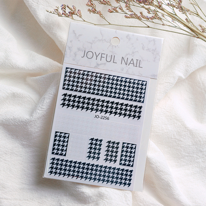 Red popularidad explosiva tablero de ajedrez impermeable cuadrícula mil pájaros cuadrícula pegatinas de uñas decoración de pequeños patrones de accesorios de uñas