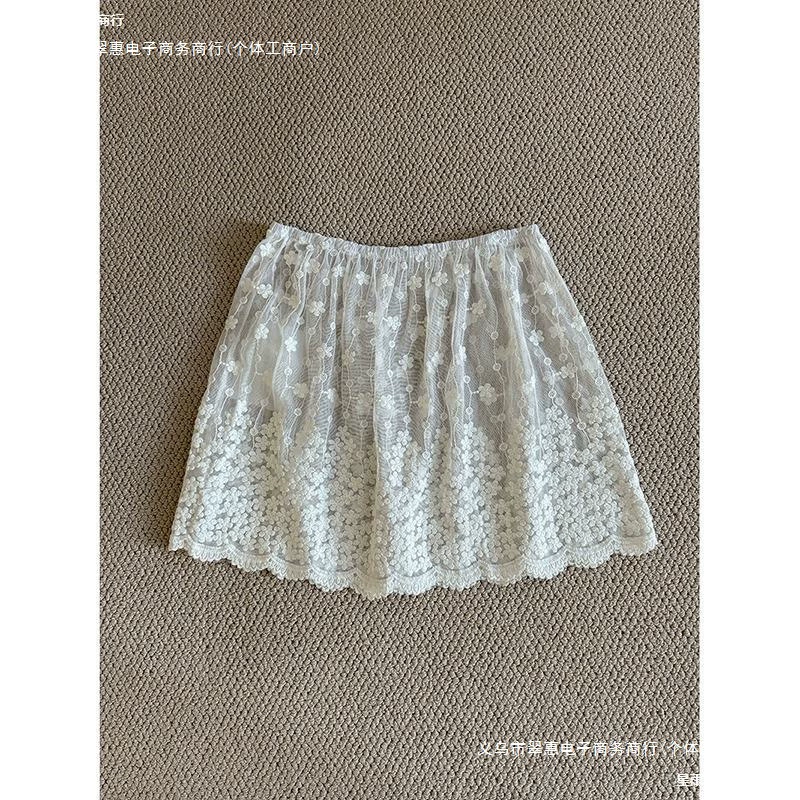 Корейский анти-легкий кружевной занавес для девочек 2025 новая нижняя юбка с дикой вышивкой