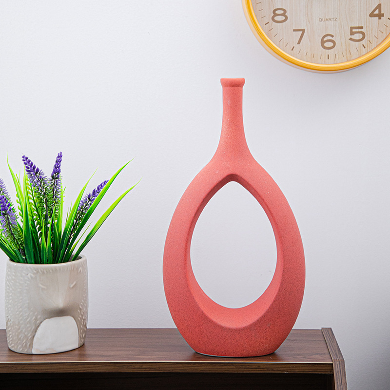 Florero decorativo de cerámica, diseño artístico, ideal para sala de estar, pasillo o habitación, decoración suave y elegante
