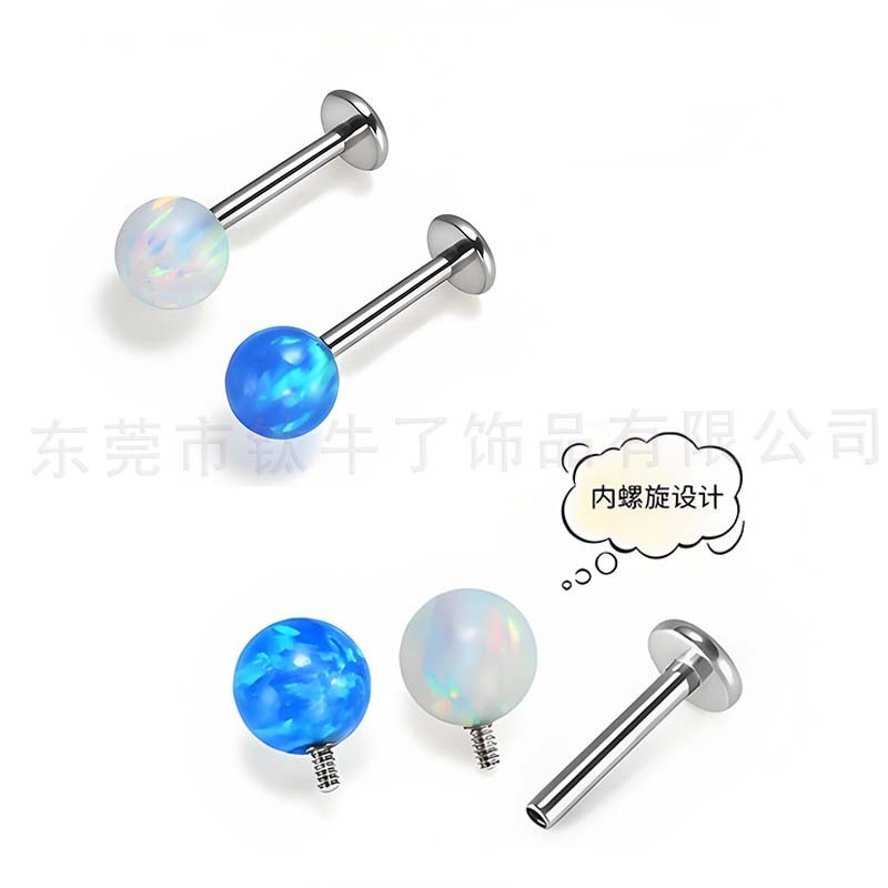 G23 チタン合金オパールボールリップネイルイヤリング舌ネジ F136 耳骨ネイル交換ヘッドボディピアスジュエリー|undefined