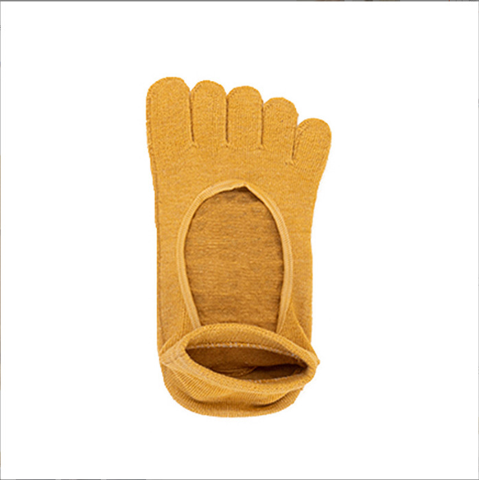 Primavera y verano calcetines de yoga sin espalda antideslizantes calcetines de cinco dedos de color sólido deportes de algodón Pilates desodorante con talón ins calcetines de marea