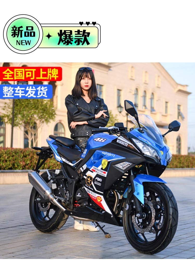 Cross-Border Export of Ninja Motorcycle R3 Outdoor Retro Motorcycle Jiaolong Sports Car Twin-Cylinder Road Race License H2