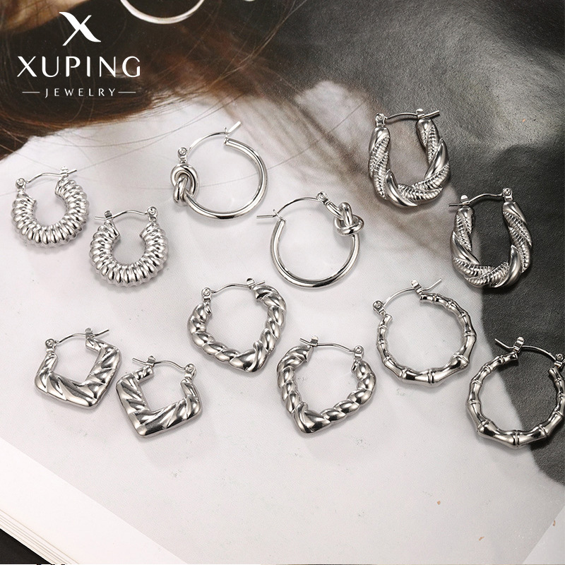 Xuping joyería pendientes de acero inoxidable personalidad europea y americana pendientes fríos geometría simple pendientes de torsión al por mayor mujeres