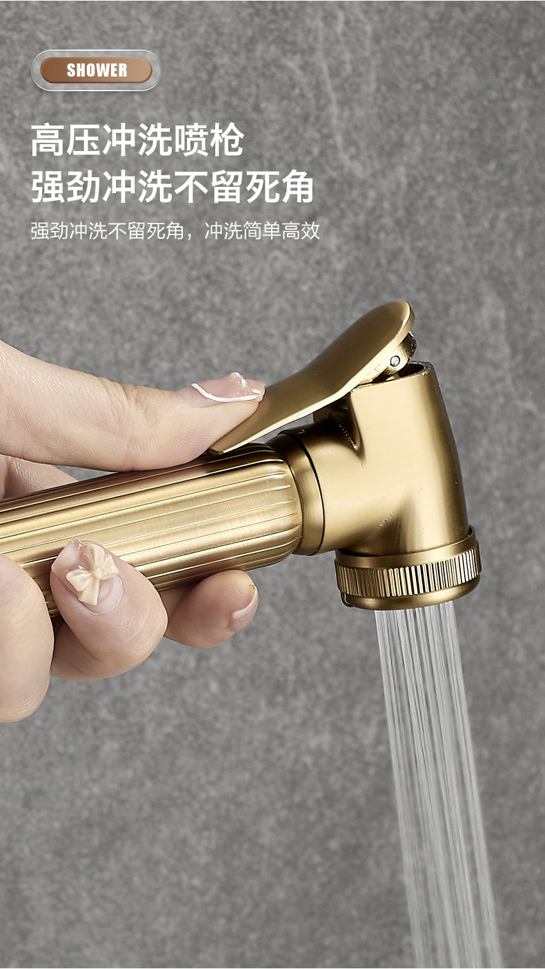 Brushed gold shower head set, home piano key bath and bathroom constant temperature digital display pressurized flower and sun shower head undefined