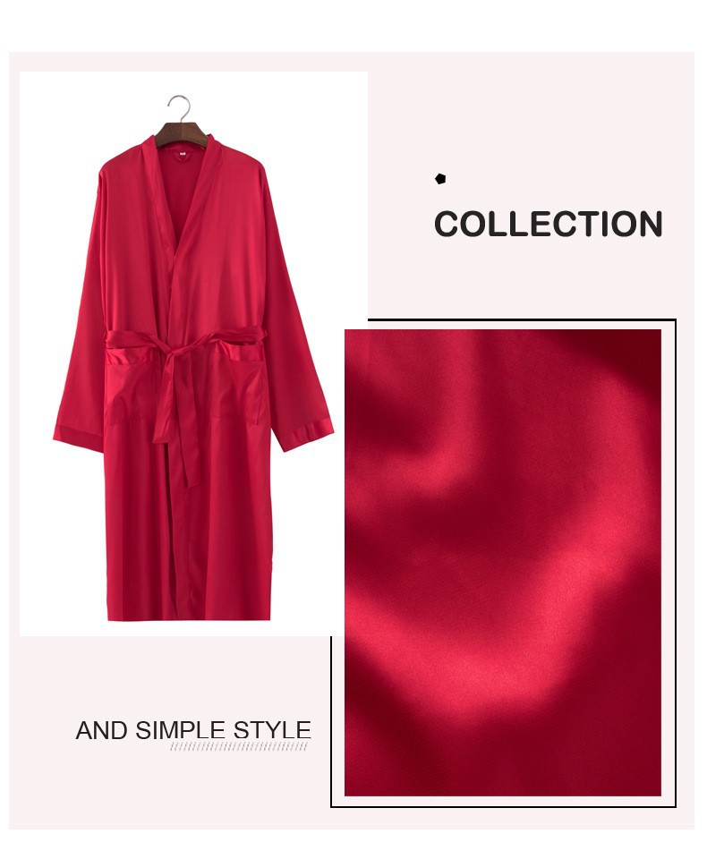 Männer dënn Bademantel Männer Summer waarm verkafen Mëtt Längt Cardigan Seid Nightgown Pyjamas Männer Heem Kleeder Summer_voghion.com