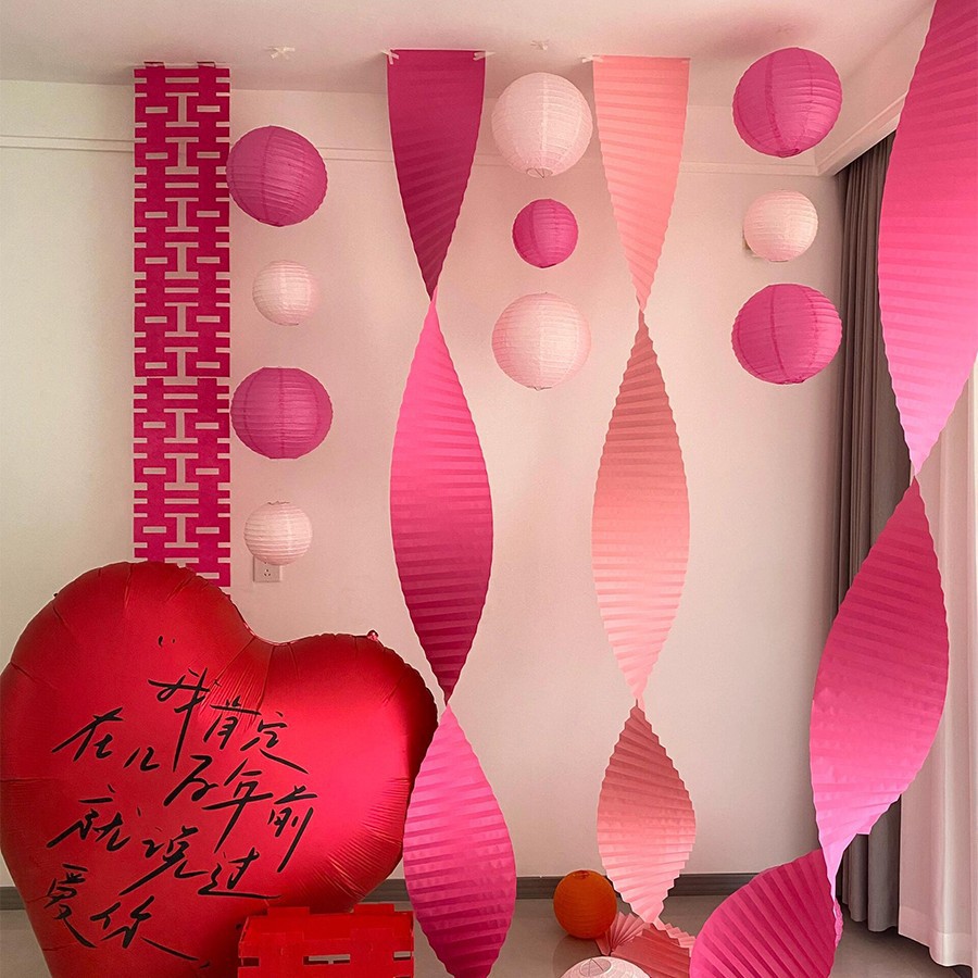 종이접기 랜턴 웨딩룸 - 핑크색 [풍선 1.5m개 포함]