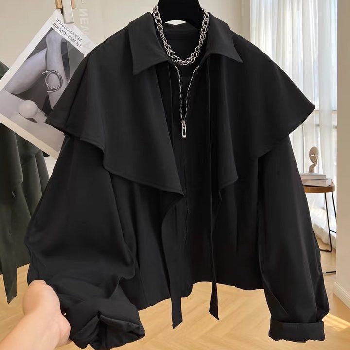 2025 Style Jacket British Style Men's and Women's Spring and Autumn Cape Jacket Women's New Chinese Style Universal Neutral Design