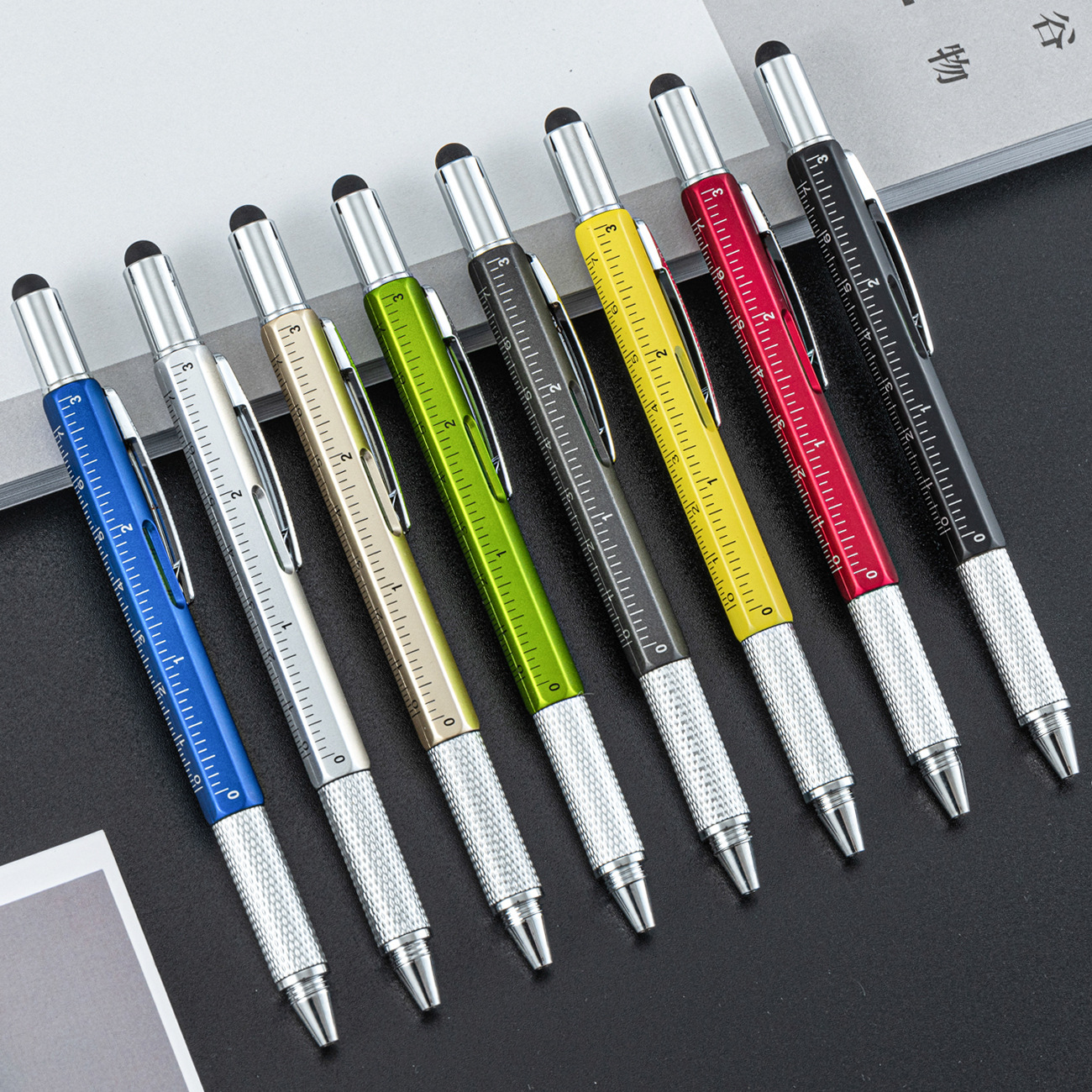 6 - en - 1 herramienta de plástico multifuncional nivelación escala puntero de pantalla táctil puntero de tornillo cruzado puntero de bola