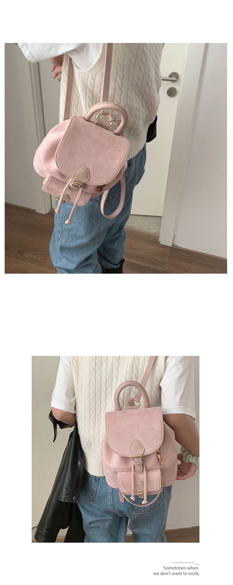 Women's Suede Backpack Versatile Casual Shoulder Bag For Women_voghion.com