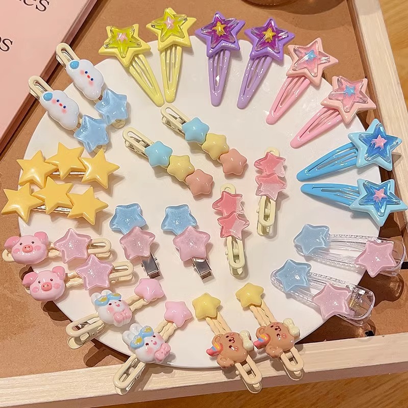 Cute star hairpin y2k dopamine hairpin side clip bangs bb clip children's hair accessories broken hair duckbill clip