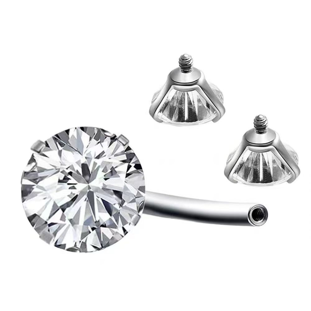 Bijoux de piercing tendance européens et transfrontaliers, anneaux de nombril simples sertis de diamants, vente en gros de produits faciles à porter_voghion.com